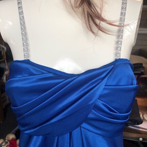 Wendye C Jump Apparel blue dress 27 inches long with sequins and balloon bottom - Picture 6 of 12